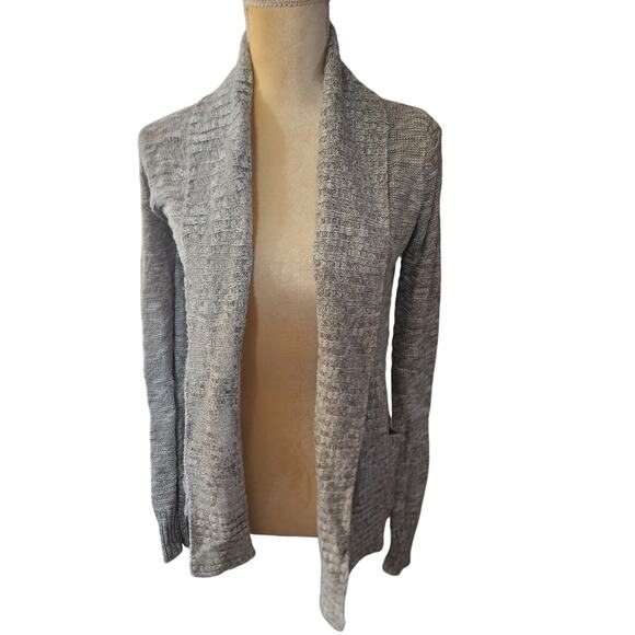 Element Gray White Open Front Knit Cardigan Sweater Size Small - Picture 1 of 6